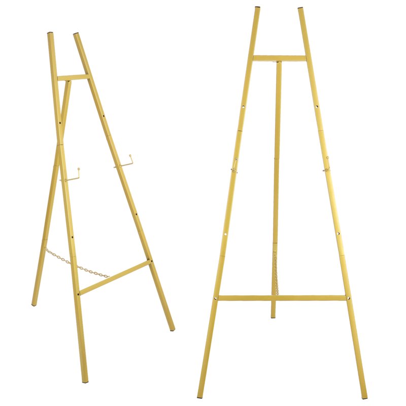 Heavy Duty Gold Easel Stand for Wedding Signs - Adjustable Floor Display, Supports Up to 25lbs