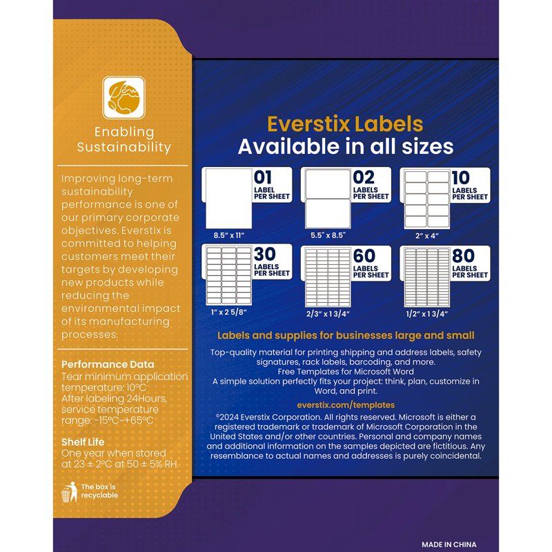 White Address Labels for Laser & Inkjet Printers - 1 x 2-5/8 Inch, Permanent Adhesive, 25 Sheets