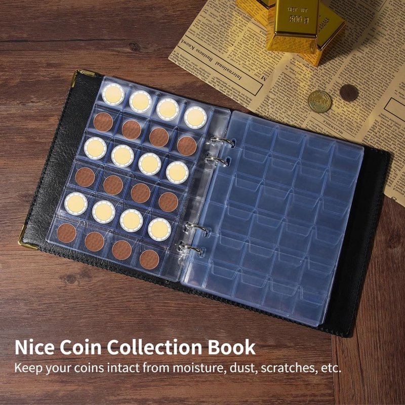 High Capacity Coin Collection Album with Clear PVC Sleeves, 480 Pockets, Portable Organizer
