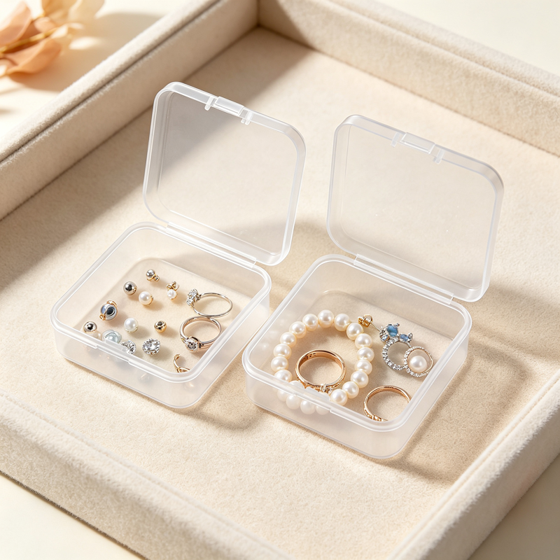 Mini Clear Plastic Bead Organizer Box Set - 2 Pack, 2.56 x 2.56 Inches