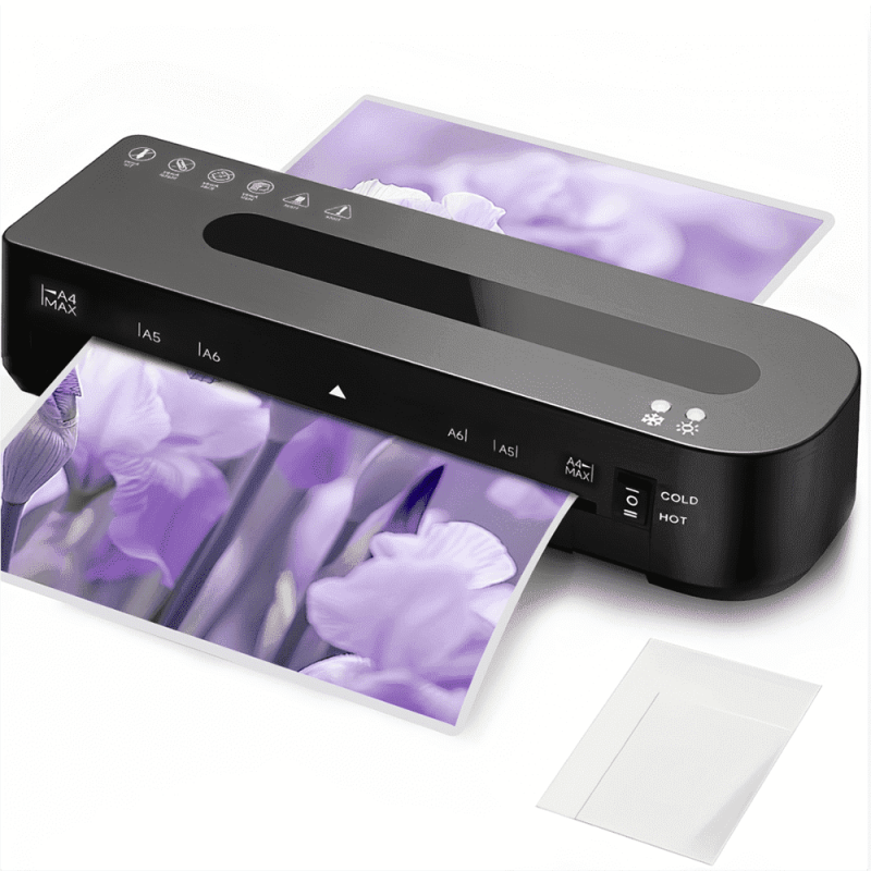 A4 Laminator Machine Hot & Cold Dual Function with 10 Laminating Sheets - Compact Office & Home Use