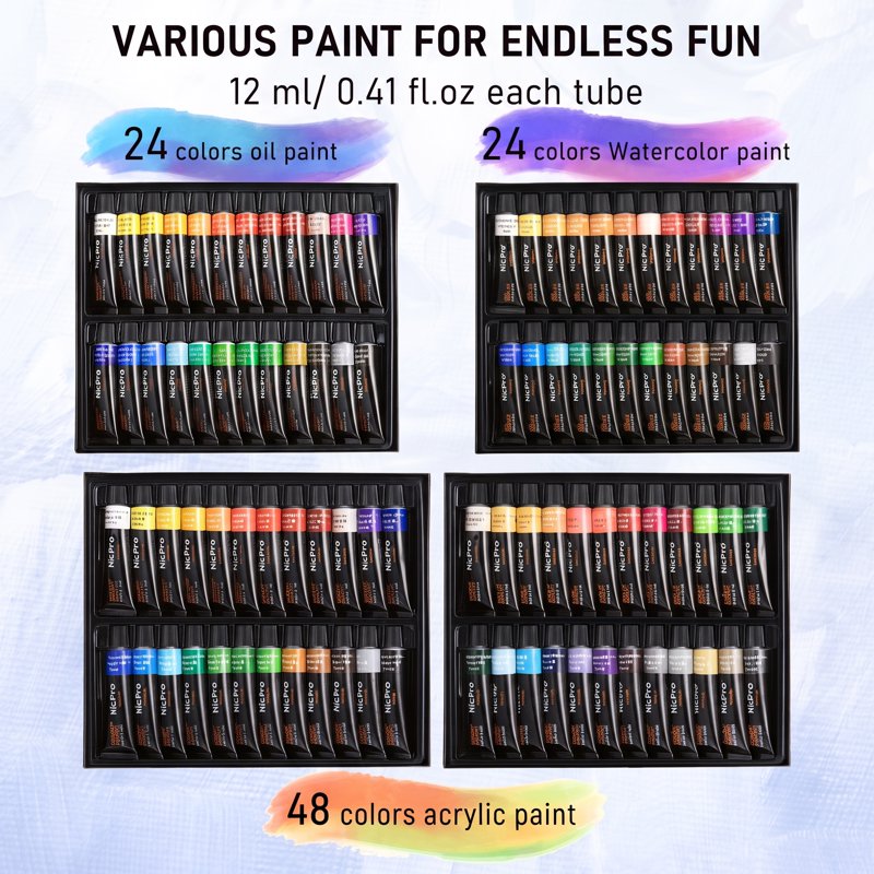 Deluxe Painting Kit with Easels, Paints & Brushes - 158-Piece Art Set for Adults