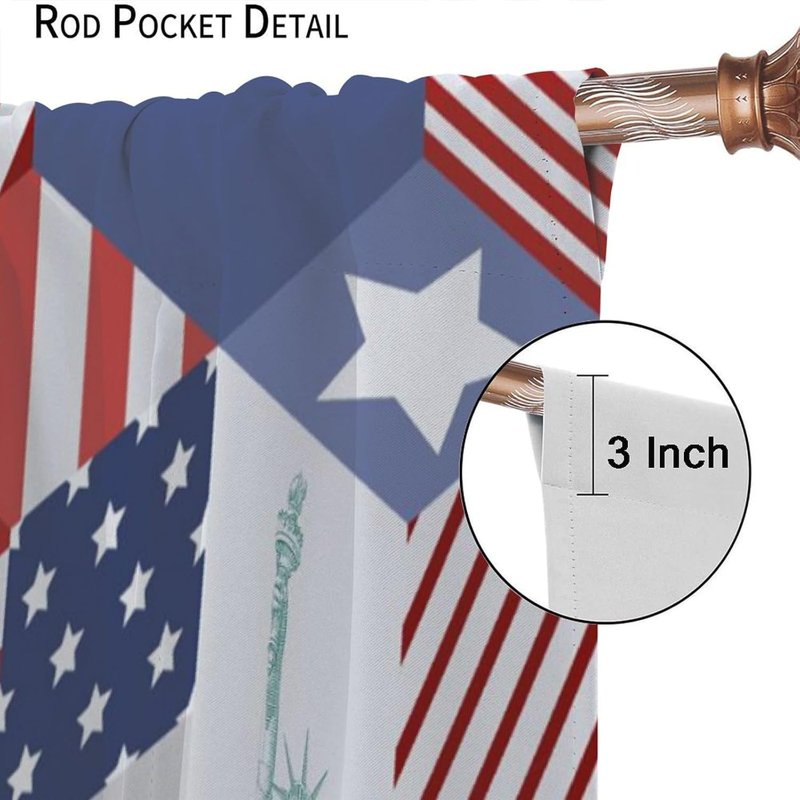 Blackout Curtains 84x84 Inches - Modern Geometric USA Flag Print Window Drapes
