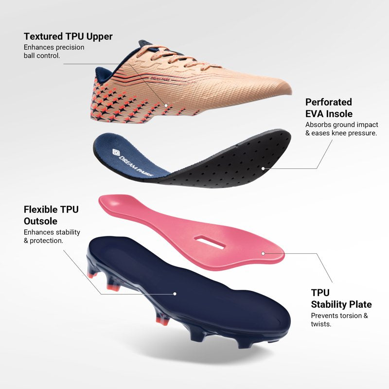 Dream Pairs Kids Soccer Cleats Coral Pink - High-Speed, Lightweight Football Shoes (Variation 6)