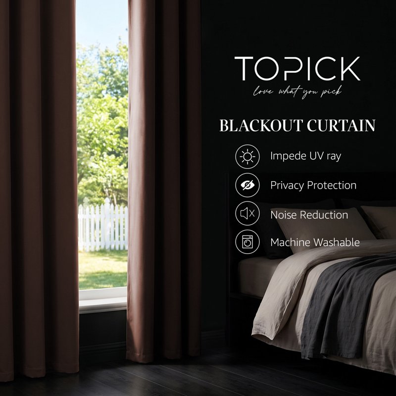 Room Darkening Curtain Set with 2 Panels - Thermal Insulated for Bedroom & Living Room