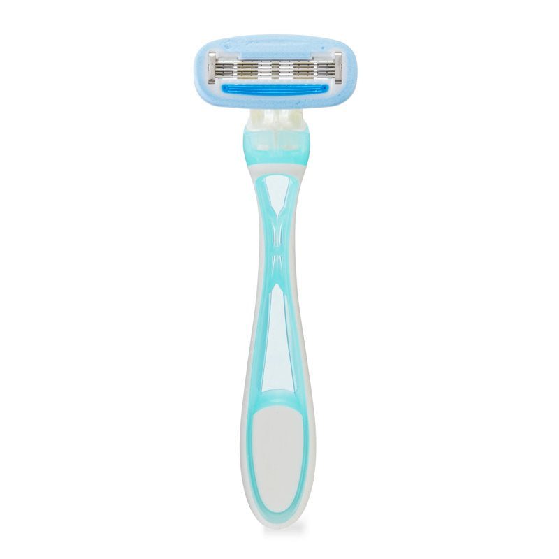 Disposable 5-Blade Women's Razors with Lubricating Sheath - Blue, Pack of 6 or 3