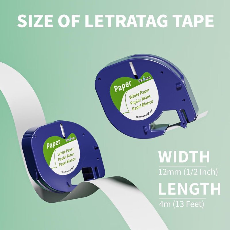3-Pack White Tape Replacement for Dymo Label Makers - Refills 1/2 x 13 for LetraTag LT-100T LT-100H
