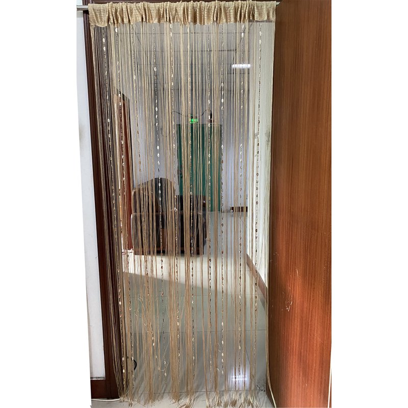 Beaded Door Curtain Tassel Divider - Champagne Polyester Fringe Room Divider