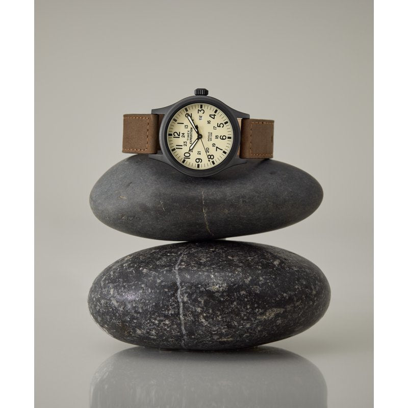 Timex Men's Expedition Watch with Brown Leather Strap Waterproof 50m