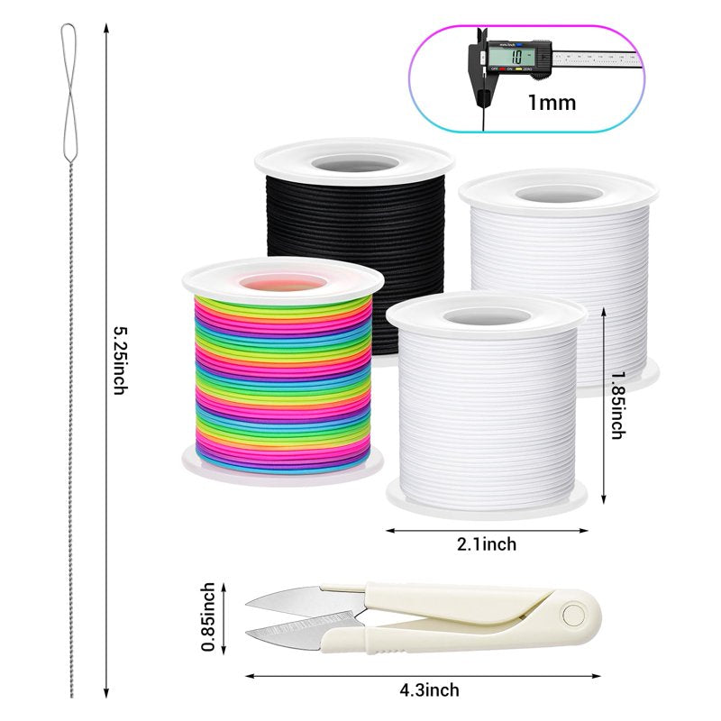 Elastic Beading Cord Kit with Scissors & Needle - 660ft Jewelry Making Supplies