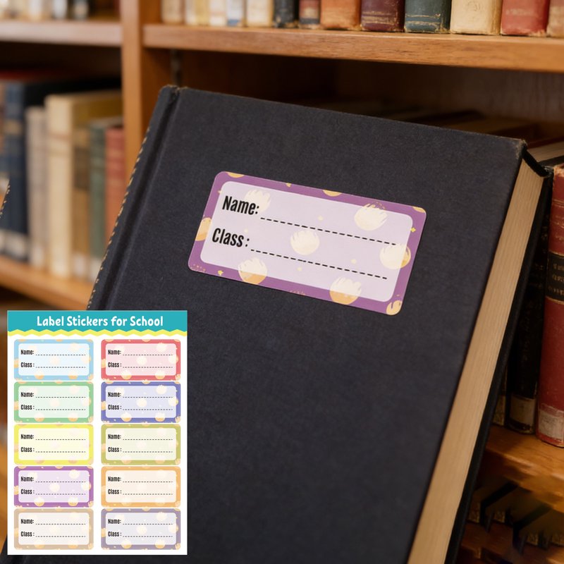 Colorful Border Name Labels for Students Waterproof Tear-Proof School ID Stickers