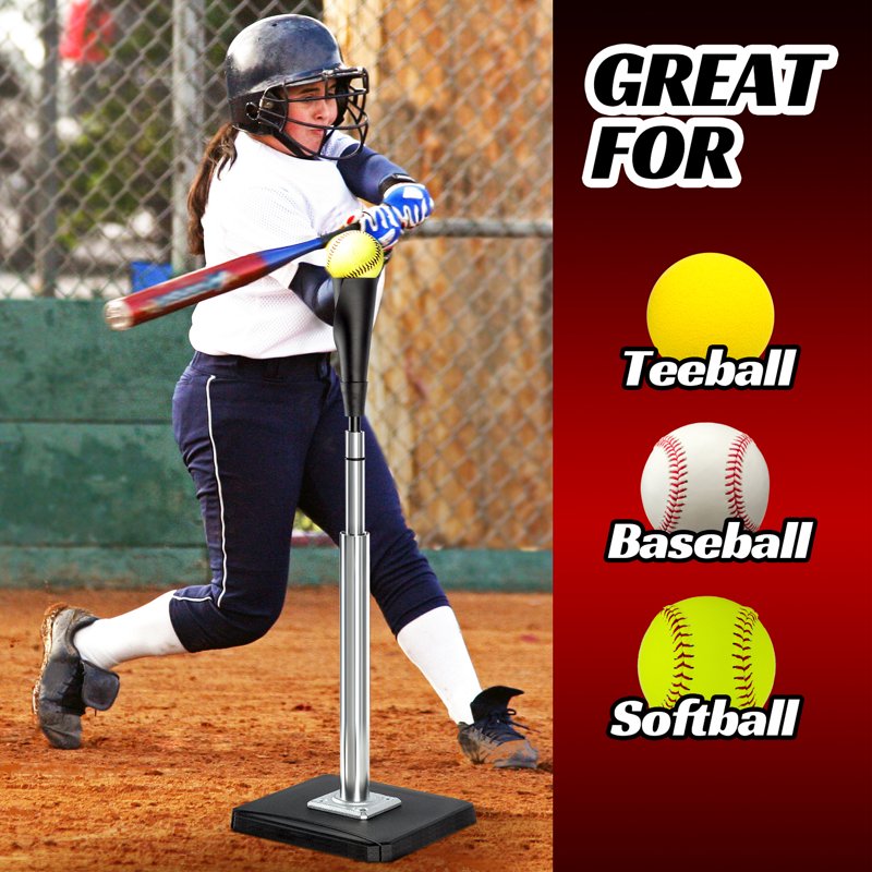 Adjustable Portable Batting Tee for Baseball & Softball - 24-46 Inch Height Range