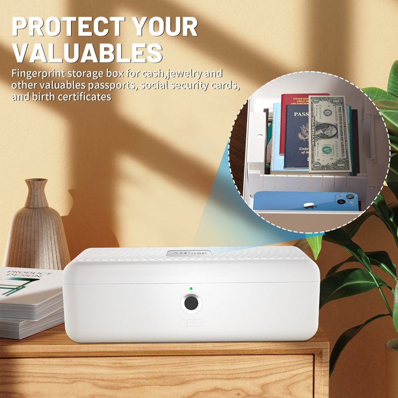 Biometric Fingerprint Safe Box with Morse Code Access, Home Security Storage