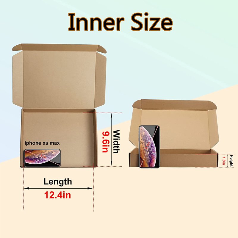 25 Pack Brown Corrugated Shipping Boxes - 13x10x2 Inches