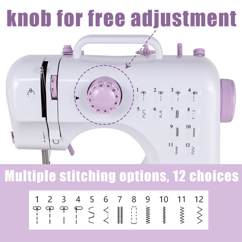 Portable Sewing Machine Kit with 12 Stitch Patterns for Beginners