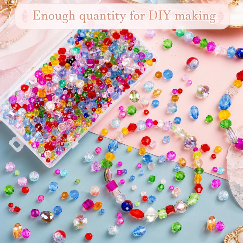 Multicolor Glass Beads for Jewelry Making - 636 Pcs Crystal Loose Beads Set