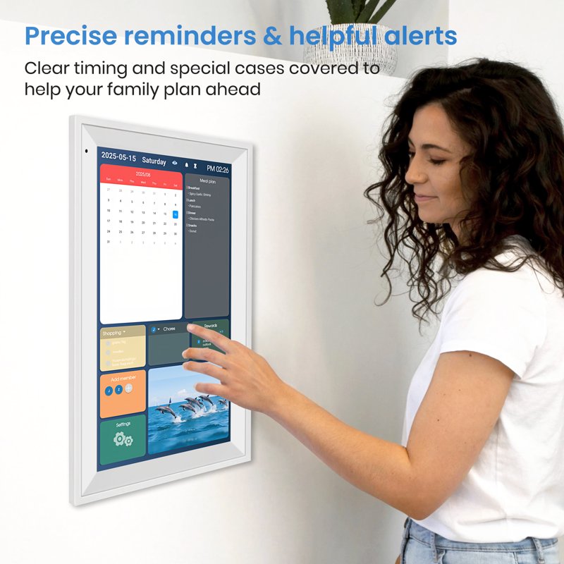 15.6 Inch Touchscreen Digital Wall Calendar & Chore Chart for Family Organization