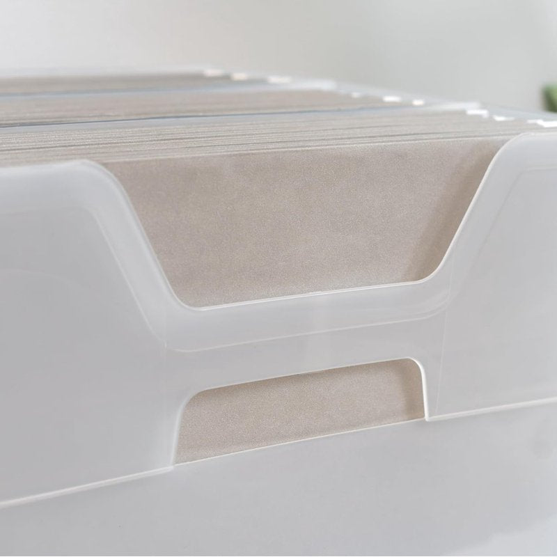 Portable Desktop File Box with Open Top - Letter Size, Clear, Handle