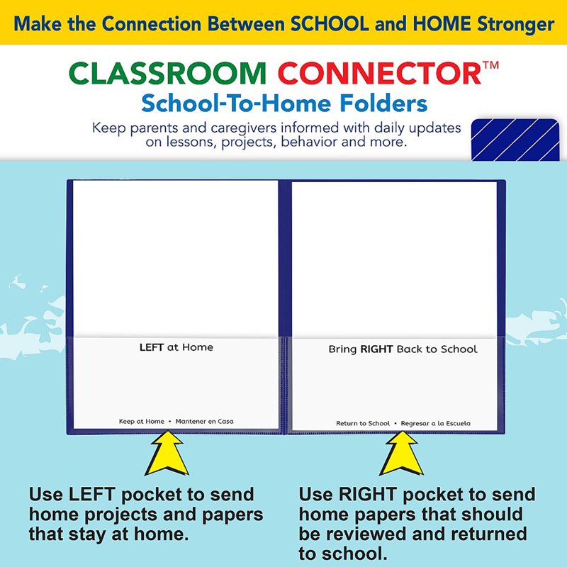 School-to-Home Folder Blue 25-Pack - Classroom Connector for Parents & Teachers