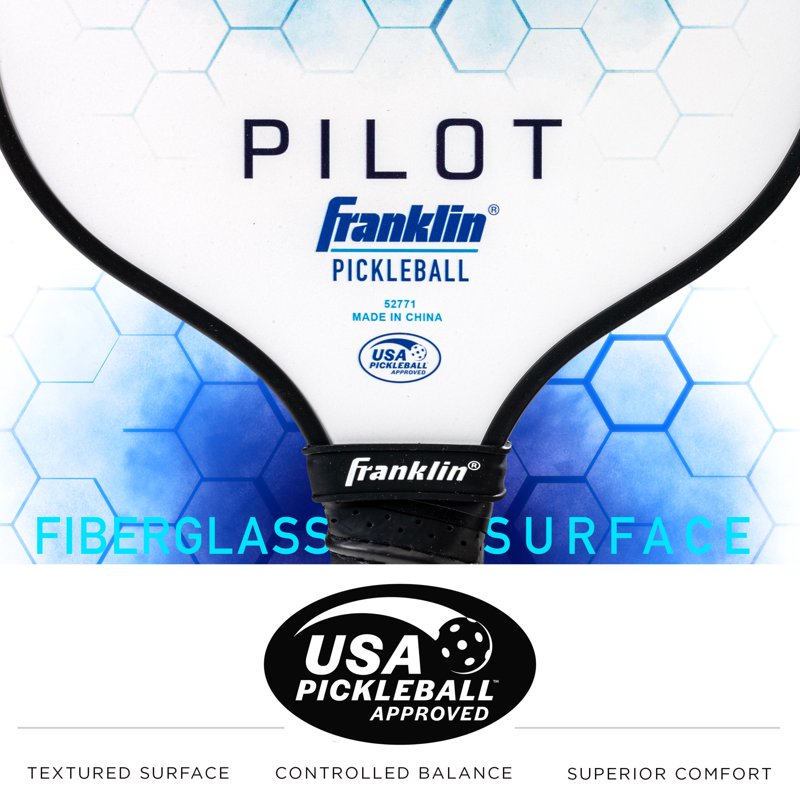 Pilot Pickleball Paddle Poly 10mm Core - USAPA-Approved (White/Blue) Franklin Sports