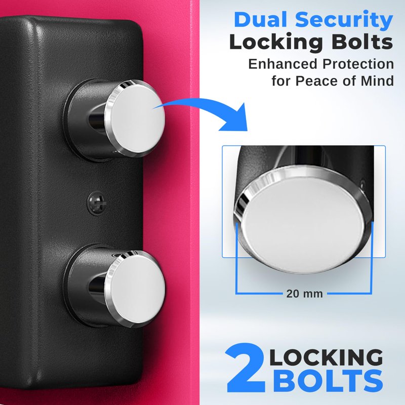 Heavy Duty Electronic Safe Box - Small Wall & Floor Mountable Lockbox for Cash Jewelry & Firearms