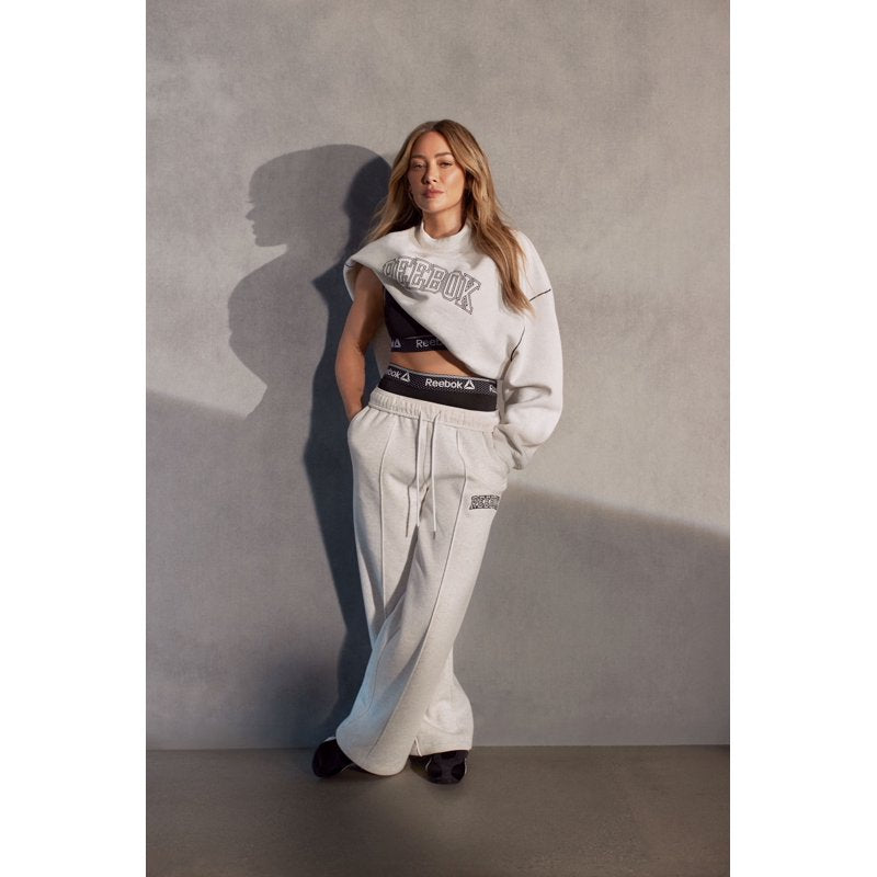 Reebok Women's Wide Leg Fleece Pants with Contrast Stitch & Pockets