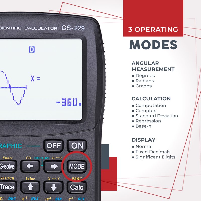 Scientific Graphing Calculator with Graphic Functions - Black, Pink, Solar, White Options