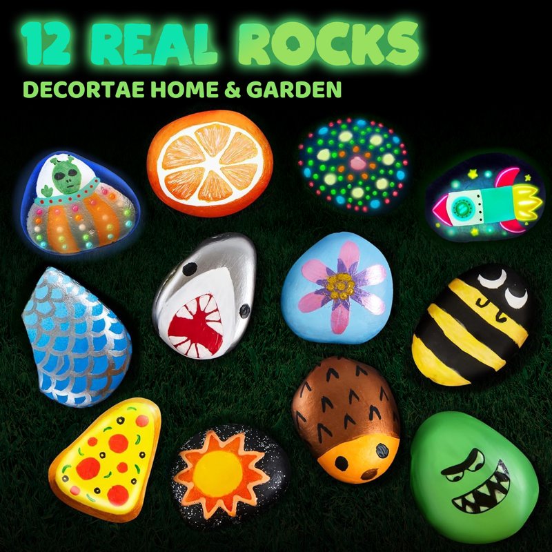 Glow in the Dark Rock Painting Arts & Crafts Kit for Kids - Creative Halloween Gift