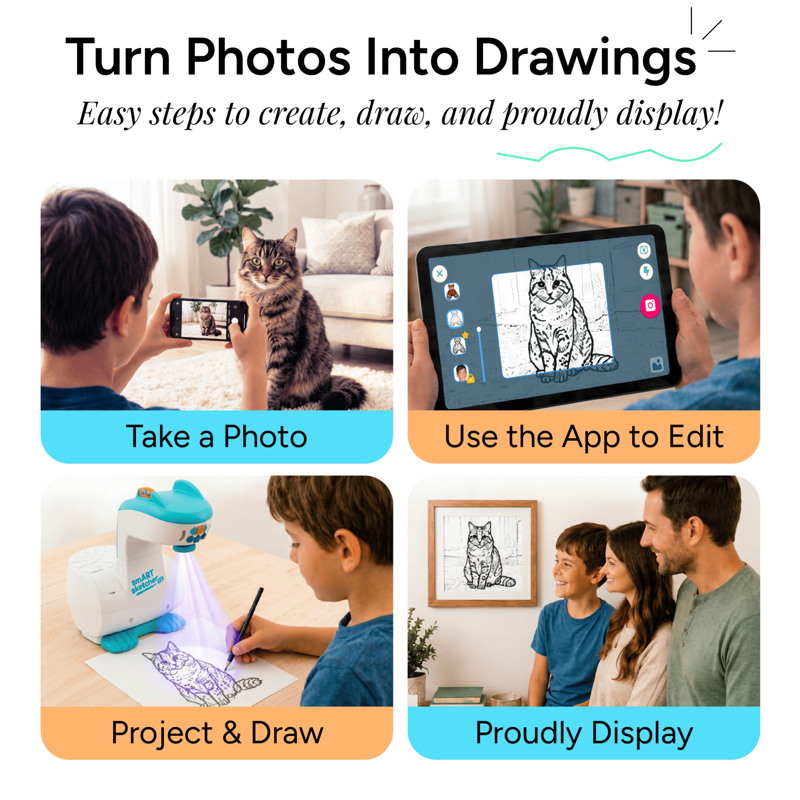 Kids Drawing Projector Bundle with Creativity Packs & Framed Paper