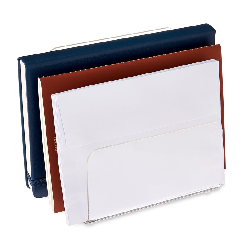 Acrylic Letter Sorter Desktop Organizer with 3 Slots - Clear Office Desk Storage