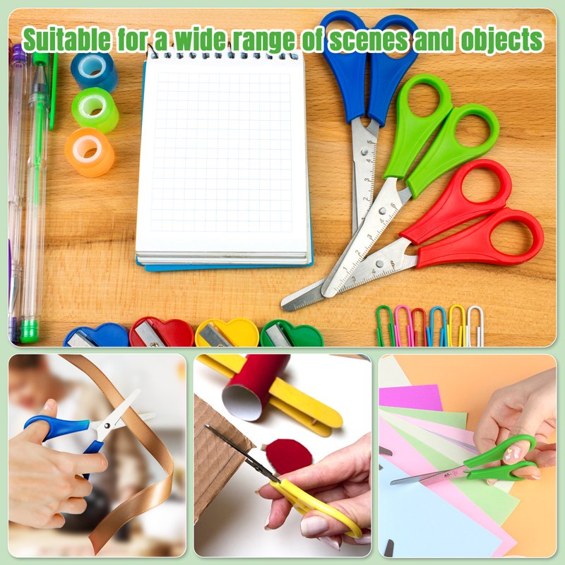 100 Pack Safety Scissors 5" Blunt Tip with Scale for Classroom Craft