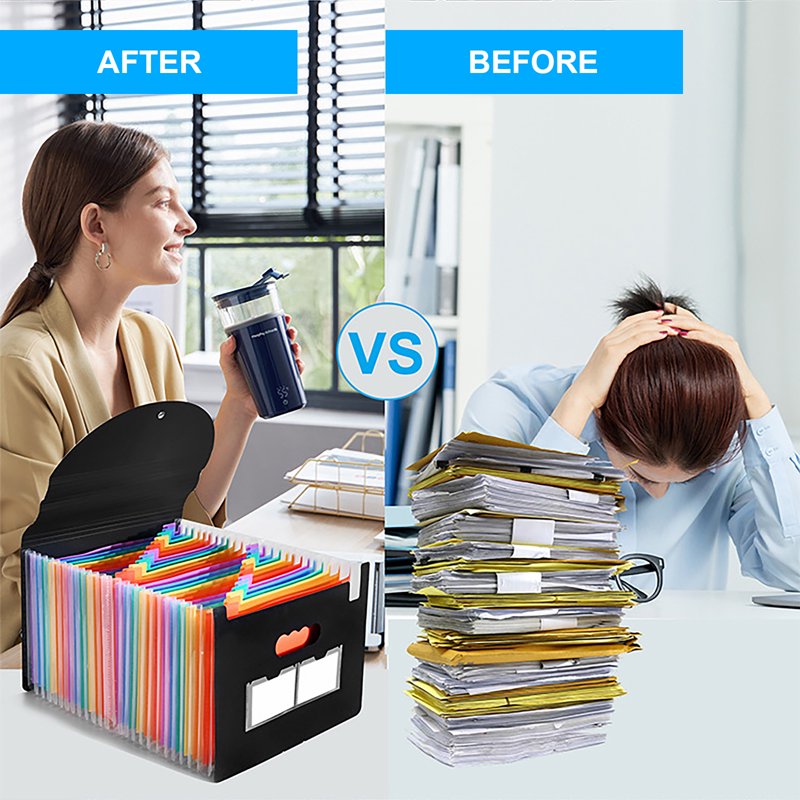 37-Pocket Expanding File Folder Organizer for Documents - Black