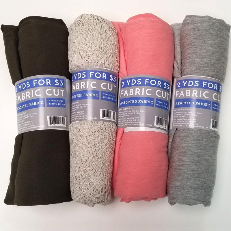 Assorted Fabric 2 Yards Pack - Precut Crafting Material for Sewing and DIY Projects