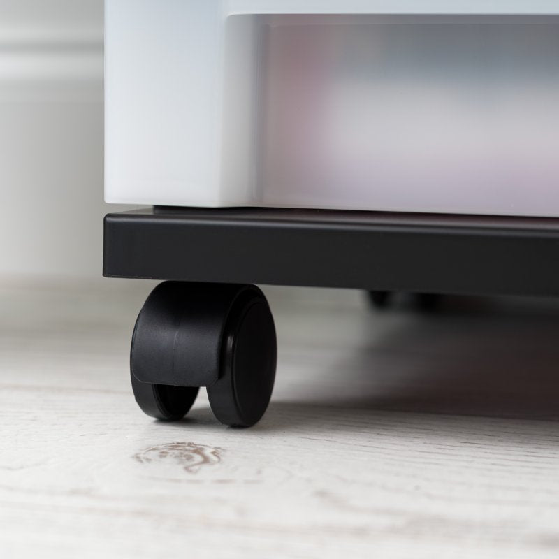 Narrow 5-Drawer Plastic Storage Cart with Organizer Top - Black & White