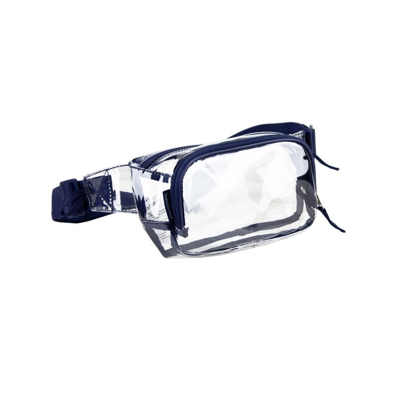 Unisex Adjustable Waist Fanny Pack with Transparent Blue or Red Panel