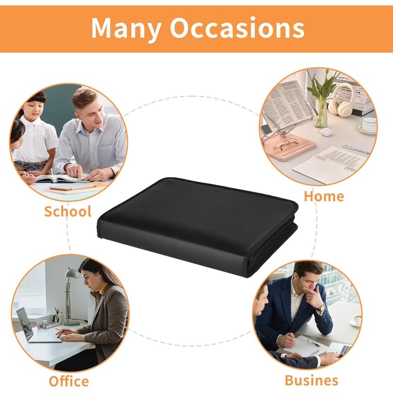 Fireproof Waterproof Accordion File Organizer with 13 Pockets, Labels & Handle