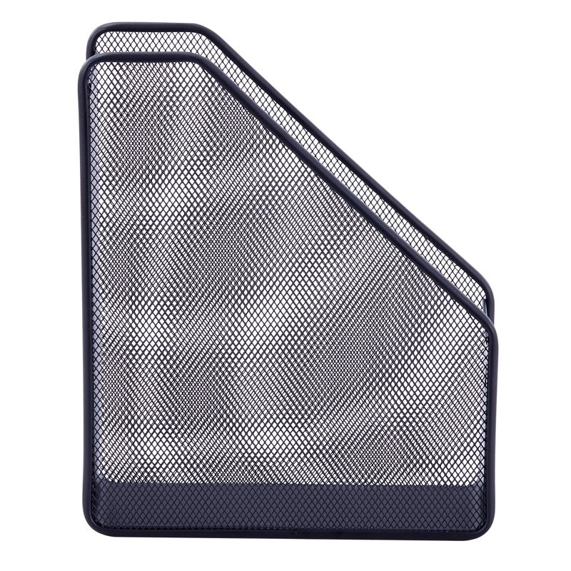 Mesh Magazine File Holder - Steel Organizer for Desk or Shelf, Black