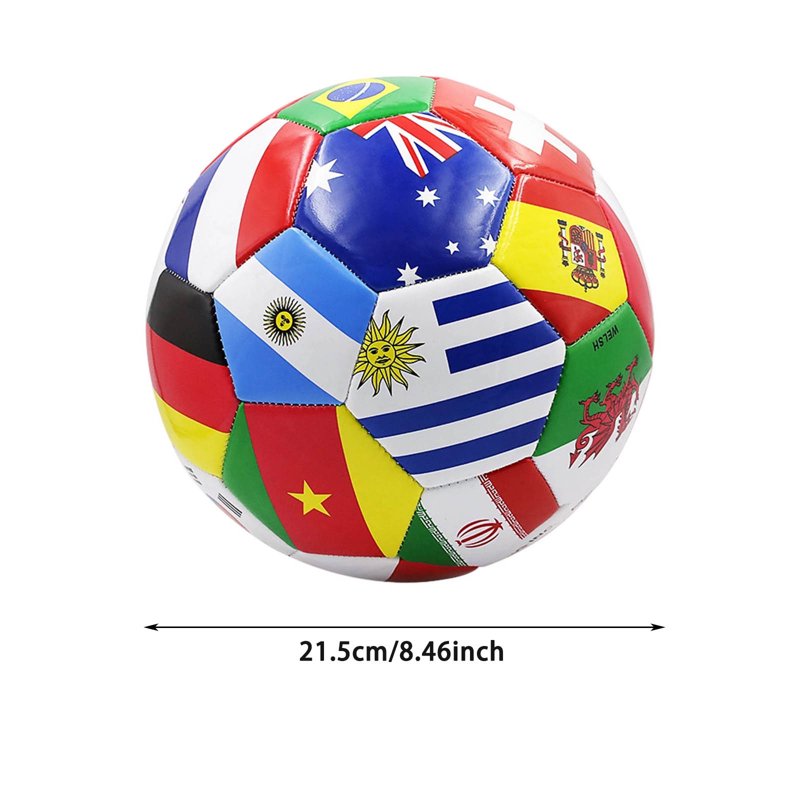 World Flag Soccer Ball Size 5 with Pump - Multi-Country Design, Bulk Pack (Variation A)