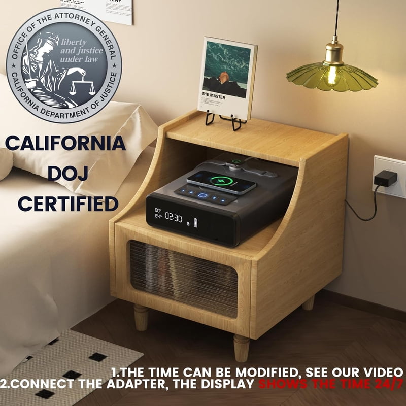 Biometric Security Safe with LED Display and Wireless Charging Station