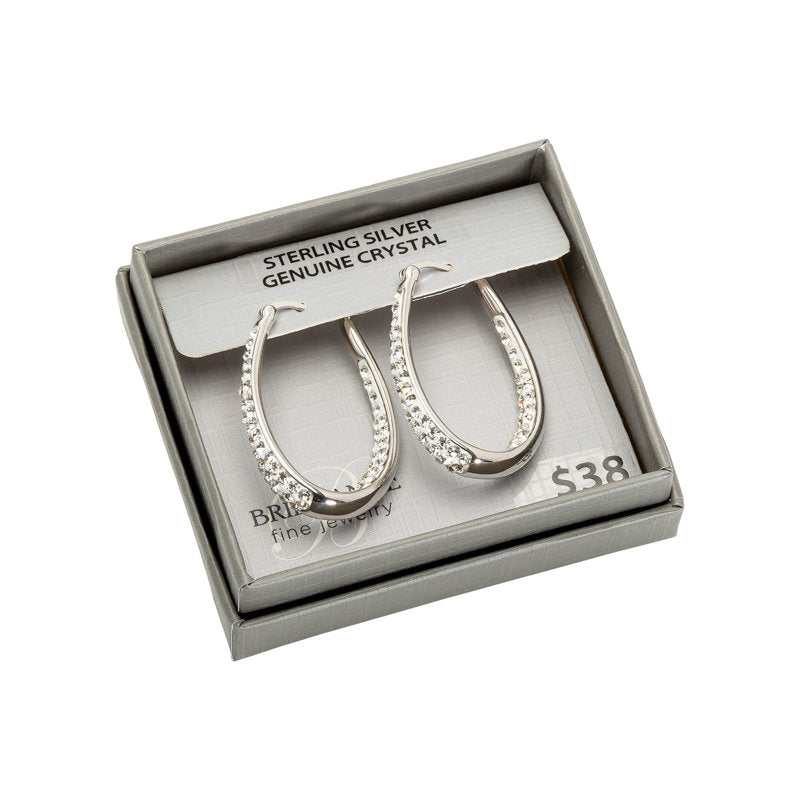 Sterling Silver Crystal Hoop Earrings for Women - Hypoallergenic Jewelry