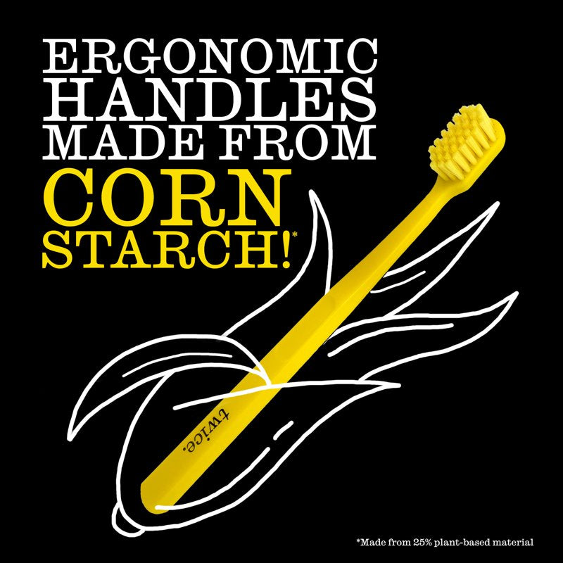Extra Soft Manual Toothbrush 2 Pack with Eco-Friendly Handle - Yellow