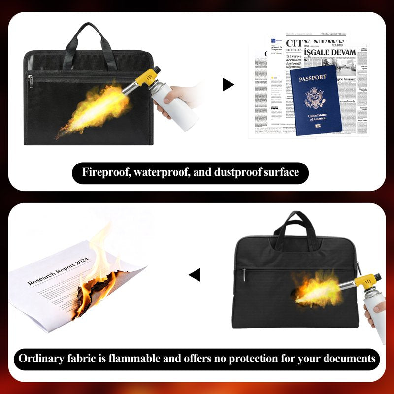 Fireproof Accordion File Organizer with Waterproof Zipper and Labels - 13 Pockets, Portable Document Storage