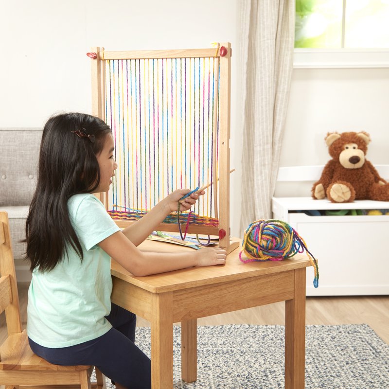 Wooden Weaving Loom for Kids - Large Frame with Yarn & Accessories