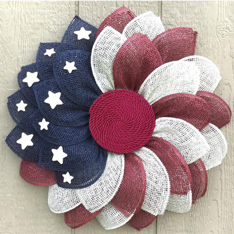 Patriotic 4th of July Wreath for Front Door Summer Holiday Decor Red White Blue