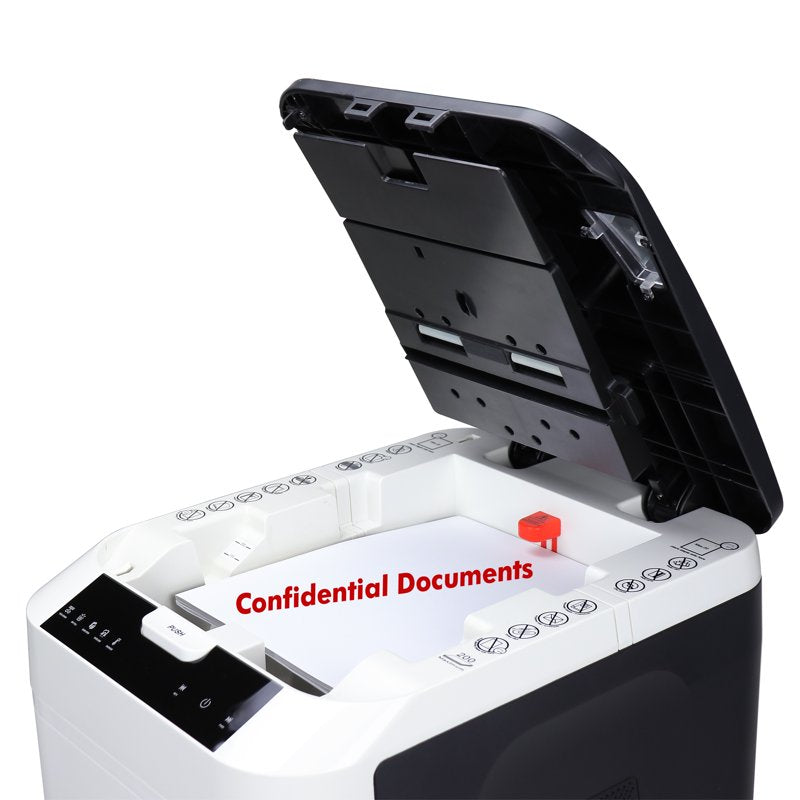 Aurora Commercial 200-Sheet Micro-Cut Auto Feed Paper Shredder with Pullout Bin