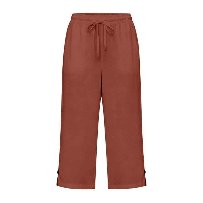Women's Wide Leg Capris with Pockets - Summer Casual Stretchy Work & Golf Pants