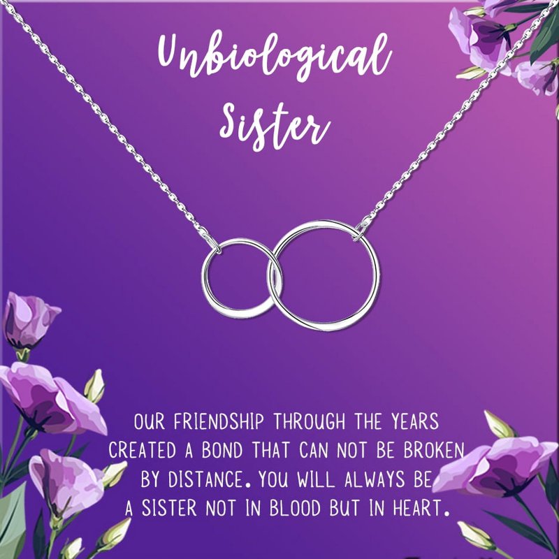 Unbiological Sister Necklace Gift - Soul Sister Card Jewelry with Infinity Ring