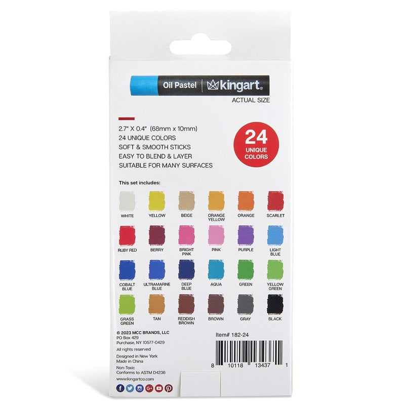 Artist Oil Pastel Set with 24 Vibrant Colors for Drawing & Mixed Media