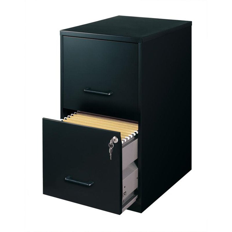 2-Drawer Steel File Cabinet with Lock - 18 Inch Depth for Office Storage