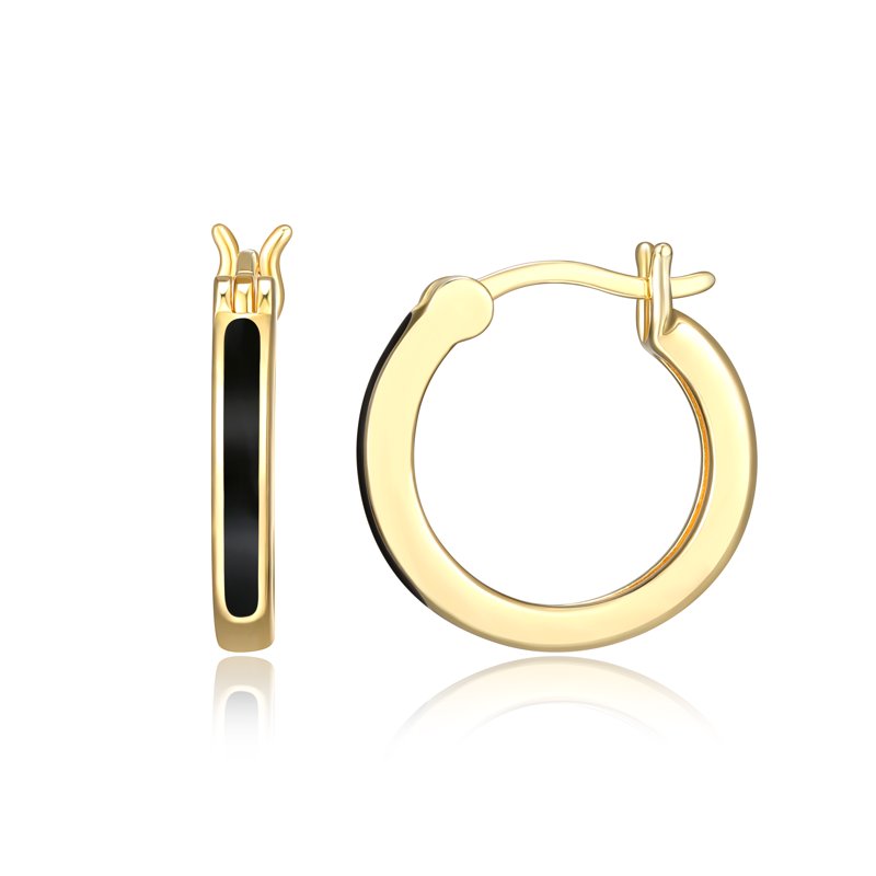 Gold Over Silver Hoop Earrings with CZ for Women - Elegant Jewelry Gift